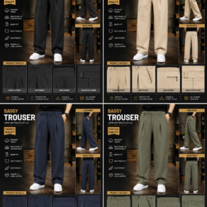 Men’s Relaxed Fit Wide Leg Baggy Trousers